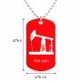 שרשרת דיסקיט מאלומיניום בעיצוב אישי עם השם שלך בעיצוב באר נפט גודל הדיסקיט 2.9 × 5 ס"מ