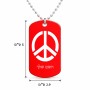 שרשרת דיסקיט מאלומיניום בעיצוב אישי עם השם שלך בעיצוב סמל השלום גודל הדיסקיט 2.9 × 5 ס"מ