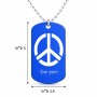 שרשרת דיסקיט מאלומיניום בעיצוב אישי עם השם שלך בעיצוב סמל השלום גודל הדיסקיט 2.9 × 5 ס"מ