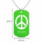 שרשרת דיסקיט מאלומיניום בעיצוב אישי עם השם שלך בעיצוב סמל השלום גודל הדיסקיט 2.9 × 5 ס"מ