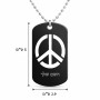 שרשרת דיסקיט מאלומיניום בעיצוב אישי עם השם שלך בעיצוב סמל השלום גודל הדיסקיט 2.9 × 5 ס"מ