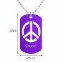 שרשרת דיסקיט מאלומיניום בעיצוב אישי עם השם שלך בעיצוב סמל השלום גודל הדיסקיט 2.9 × 5 ס"מ