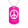שרשרת דיסקיט מאלומיניום בעיצוב אישי עם השם שלך בעיצוב סמל השלום גודל הדיסקיט 2.9 × 5 ס"מ