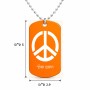 שרשרת דיסקיט מאלומיניום בעיצוב אישי עם השם שלך בעיצוב סמל השלום גודל הדיסקיט 2.9 × 5 ס"מ