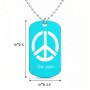 שרשרת דיסקיט מאלומיניום בעיצוב אישי עם השם שלך בעיצוב סמל השלום גודל הדיסקיט 2.9 × 5 ס"מ
