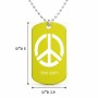 שרשרת דיסקיט מאלומיניום בעיצוב אישי עם השם שלך בעיצוב סמל השלום גודל הדיסקיט 2.9 × 5 ס"מ