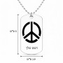 שרשרת דיסקיט מאלומיניום בעיצוב אישי עם השם שלך בעיצוב סמל השלום גודל הדיסקיט 2.9 × 5 ס"מ
