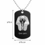 שרשרת דיסקיט מאלומיניום בעיצוב אישי עם השם שלך בעיצוב פרעה - תות ענח' אמון מצרי גודל הדיסקיט 2.9 × 5 ס"מ