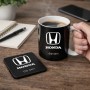 ספל תה \ קפה + תחתית מרובעת בעיצוב אישי עם השם שלך בעיצוב הונדה 2 גודל הספל 325 מ"ל גודל התחתית 9 × 9 ס"מ