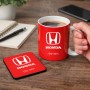 ספל תה \ קפה + תחתית מרובעת בעיצוב אישי עם השם שלך בעיצוב הונדה 2 גודל הספל 325 מ"ל גודל התחתית 9 × 9 ס"מ