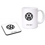ספל תה \ קפה + תחתית מרובעת בעיצוב אישי עם השם שלך בעיצוב פולקסווגן גודל הספל 325 מ"ל גודל התחתית 9 × 9 ס"מ
