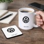 ספל תה \ קפה + תחתית מרובעת בעיצוב אישי עם השם שלך בעיצוב פולקסווגן גודל הספל 325 מ"ל גודל התחתית 9 × 9 ס"מ