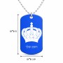 שרשרת דיסקיט מאלומיניום בעיצוב אישי עם השם שלך בעיצוב כתר מלכותי גודל הדיסקיט 2.9 × 5 ס"מ