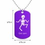 שרשרת דיסקיט מאלומיניום בעיצוב אישי עם השם שלך בעיצוב סקלטון גודל הדיסקיט 2.9 × 5 ס"מ