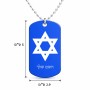 שרשרת דיסקיט מאלומיניום בעיצוב אישי עם השם שלך בעיצוב מגן דוד - מגן דוד - ישראל גודל הדיסקיט 2.9 × 5 ס"מ