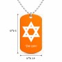שרשרת דיסקיט מאלומיניום בעיצוב אישי עם השם שלך בעיצוב מגן דוד - מגן דוד - ישראל גודל הדיסקיט 2.9 × 5 ס"מ