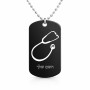 שרשרת דיסקיט מאלומיניום בעיצוב אישי עם השם שלך בעיצוב סטטוסקופ רופא גודל הדיסקיט 2.9 × 5 ס"מ
