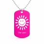 שרשרת דיסקיט מאלומיניום בעיצוב אישי עם השם שלך בעיצוב שמש גודל הדיסקיט 2.9 × 5 ס"מ
