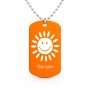 שרשרת דיסקיט מאלומיניום בעיצוב אישי עם השם שלך בעיצוב שמש גודל הדיסקיט 2.9 × 5 ס"מ