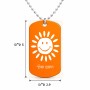 שרשרת דיסקיט מאלומיניום בעיצוב אישי עם השם שלך בעיצוב שמש גודל הדיסקיט 2.9 × 5 ס"מ