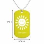 שרשרת דיסקיט מאלומיניום בעיצוב אישי עם השם שלך בעיצוב שמש גודל הדיסקיט 2.9 × 5 ס"מ