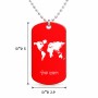 שרשרת דיסקיט מאלומיניום בעיצוב אישי עם השם שלך בעיצוב מפת העולם גודל הדיסקיט 2.9 × 5 ס"מ
