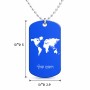 שרשרת דיסקיט מאלומיניום בעיצוב אישי עם השם שלך בעיצוב מפת העולם גודל הדיסקיט 2.9 × 5 ס"מ