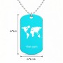 שרשרת דיסקיט מאלומיניום בעיצוב אישי עם השם שלך בעיצוב מפת העולם גודל הדיסקיט 2.9 × 5 ס"מ