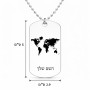 שרשרת דיסקיט מאלומיניום בעיצוב אישי עם השם שלך בעיצוב מפת העולם גודל הדיסקיט 2.9 × 5 ס"מ