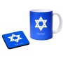 ספל תה \ קפה + תחתית מרובעת בעיצוב אישי עם השם שלך בעיצוב מגן דוד - מגן דוד - ישראל גודל הספל 325 מ"ל גודל התחתית 9 × 9 ס"מ
