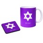 ספל תה \ קפה + תחתית מרובעת בעיצוב אישי עם השם שלך בעיצוב מגן דוד - מגן דוד - ישראל גודל הספל 325 מ"ל גודל התחתית 9 × 9 ס"מ