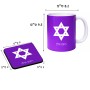 ספל תה \ קפה + תחתית מרובעת בעיצוב אישי עם השם שלך בעיצוב מגן דוד - מגן דוד - ישראל גודל הספל 325 מ"ל גודל התחתית 9 × 9 ס"מ