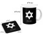 ספל תה \ קפה + תחתית מרובעת בעיצוב אישי עם השם שלך בעיצוב מגן דוד - מגן דוד - ישראל גודל הספל 325 מ"ל גודל התחתית 9 × 9 ס"מ