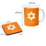 ספל תה \ קפה + תחתית מרובעת בעיצוב אישי עם השם שלך בעיצוב מגן דוד - מגן דוד - ישראל גודל הספל 325 מ"ל גודל התחתית 9 × 9 ס"מ