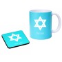 ספל תה \ קפה + תחתית מרובעת בעיצוב אישי עם השם שלך בעיצוב מגן דוד - מגן דוד - ישראל גודל הספל 325 מ"ל גודל התחתית 9 × 9 ס"מ