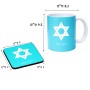ספל תה \ קפה + תחתית מרובעת בעיצוב אישי עם השם שלך בעיצוב מגן דוד - מגן דוד - ישראל גודל הספל 325 מ"ל גודל התחתית 9 × 9 ס"מ