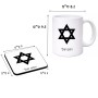 ספל תה \ קפה + תחתית מרובעת בעיצוב אישי עם השם שלך בעיצוב מגן דוד - מגן דוד - ישראל גודל הספל 325 מ"ל גודל התחתית 9 × 9 ס"מ