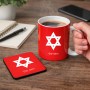 ספל תה \ קפה + תחתית מרובעת בעיצוב אישי עם השם שלך בעיצוב מגן דוד - מגן דוד - ישראל גודל הספל 325 מ"ל גודל התחתית 9 × 9 ס"מ