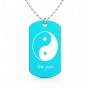 שרשרת דיסקיט מאלומיניום בעיצוב אישי עם השם שלך בעיצוב סמל יינג יאנג גודל הדיסקיט 2.9 × 5 ס"מ