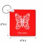 מחזיק מפתחות בצורת ריבוע בעיצוב אישי עם השם שלך בעיצוב פרפר גודל המחזיק 5 × 5 ס"מ