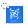מחזיק מפתחות בצורת ריבוע בעיצוב אישי עם השם שלך בעיצוב פרפר גודל המחזיק 5 × 5 ס"מ