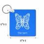 מחזיק מפתחות בצורת ריבוע בעיצוב אישי עם השם שלך בעיצוב פרפר גודל המחזיק 5 × 5 ס"מ