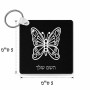 מחזיק מפתחות בצורת ריבוע בעיצוב אישי עם השם שלך בעיצוב פרפר גודל המחזיק 5 × 5 ס"מ
