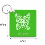 מחזיק מפתחות בצורת ריבוע בעיצוב אישי עם השם שלך בעיצוב פרפר גודל המחזיק 5 × 5 ס"מ