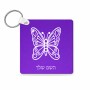 מחזיק מפתחות בצורת ריבוע בעיצוב אישי עם השם שלך בעיצוב פרפר גודל המחזיק 5 × 5 ס"מ