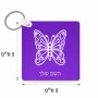 מחזיק מפתחות בצורת ריבוע בעיצוב אישי עם השם שלך בעיצוב פרפר גודל המחזיק 5 × 5 ס"מ