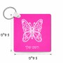 מחזיק מפתחות בצורת ריבוע בעיצוב אישי עם השם שלך בעיצוב פרפר גודל המחזיק 5 × 5 ס"מ