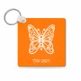 מחזיק מפתחות בצורת ריבוע בעיצוב אישי עם השם שלך בעיצוב פרפר גודל המחזיק 5 × 5 ס"מ