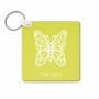 מחזיק מפתחות בצורת ריבוע בעיצוב אישי עם השם שלך בעיצוב פרפר גודל המחזיק 5 × 5 ס"מ