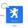 מחזיק מפתחות בצורת ריבוע בעיצוב אישי עם השם שלך בעיצוב פיג'ו גודל המחזיק 5 × 5 ס"מ